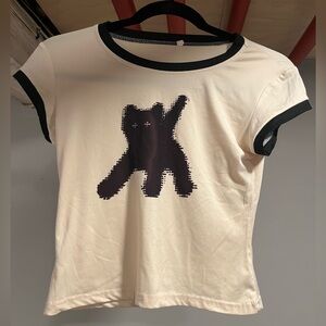 Edikted Black Cat Cream Baby Tee